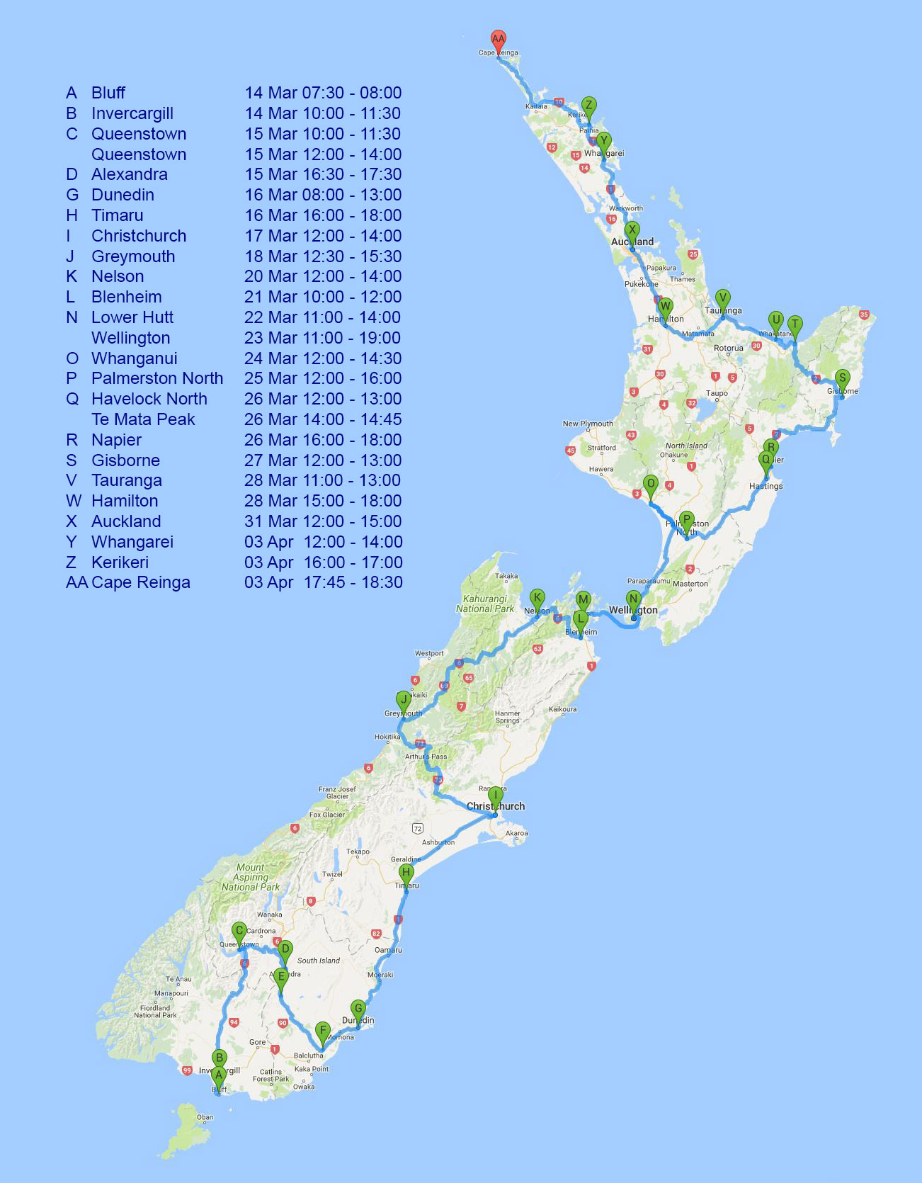 2018 Road Trip Map